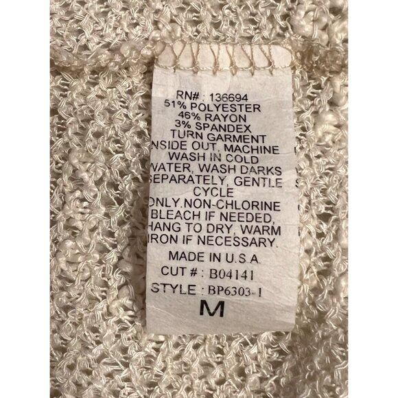 Beige Blu Planet Long Open Knit Duster Cardigan With 3/4 Sleeves Made In USA - Picture 12 of 14